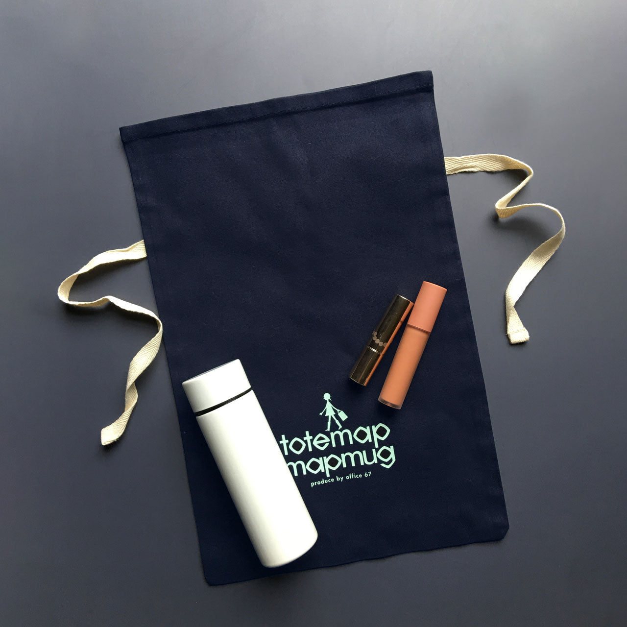 『ロゴ巾着』【送料無料】(ネイビー)