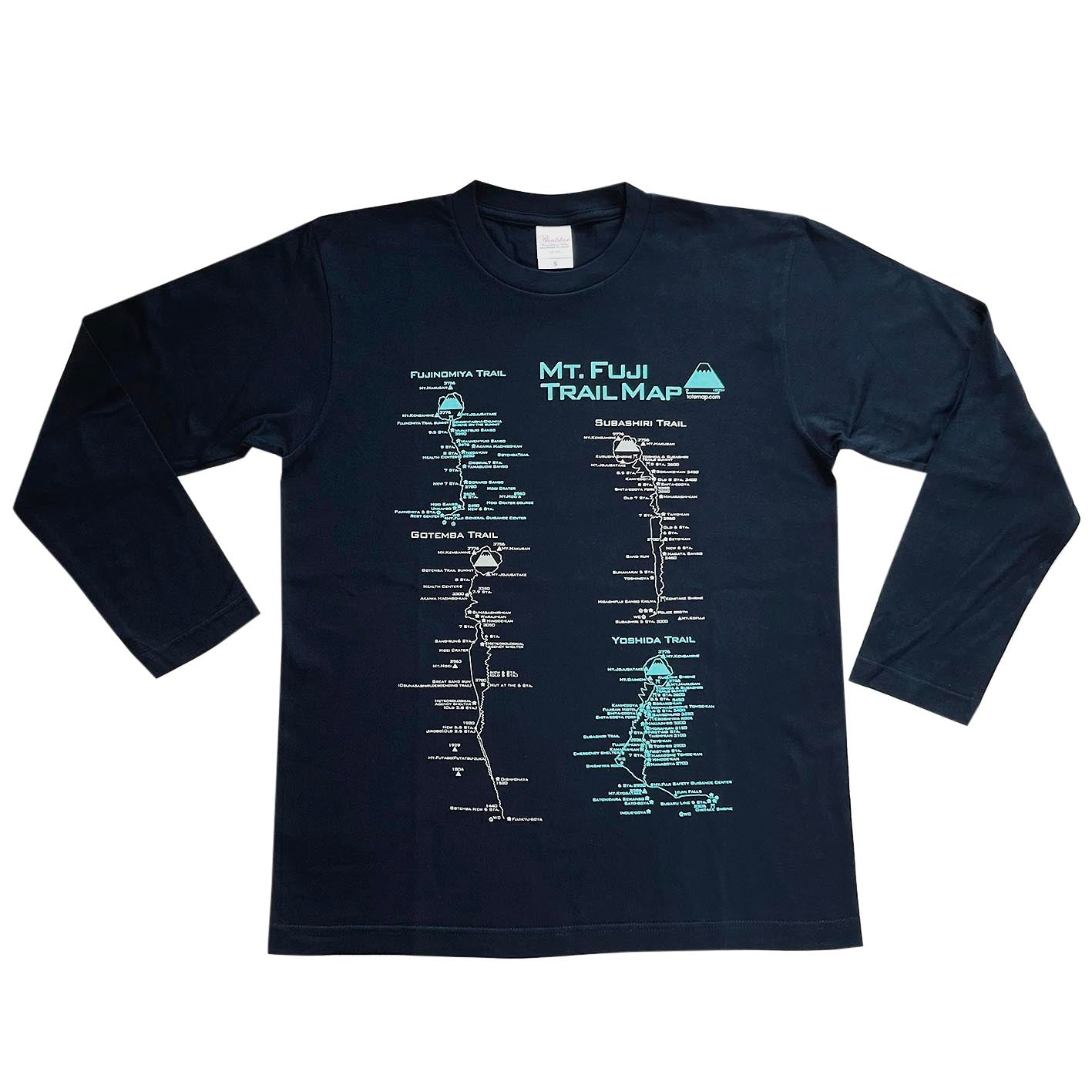 『富士山トレイルマップ』ロングTシャツ【送料無料】(ネイビー)