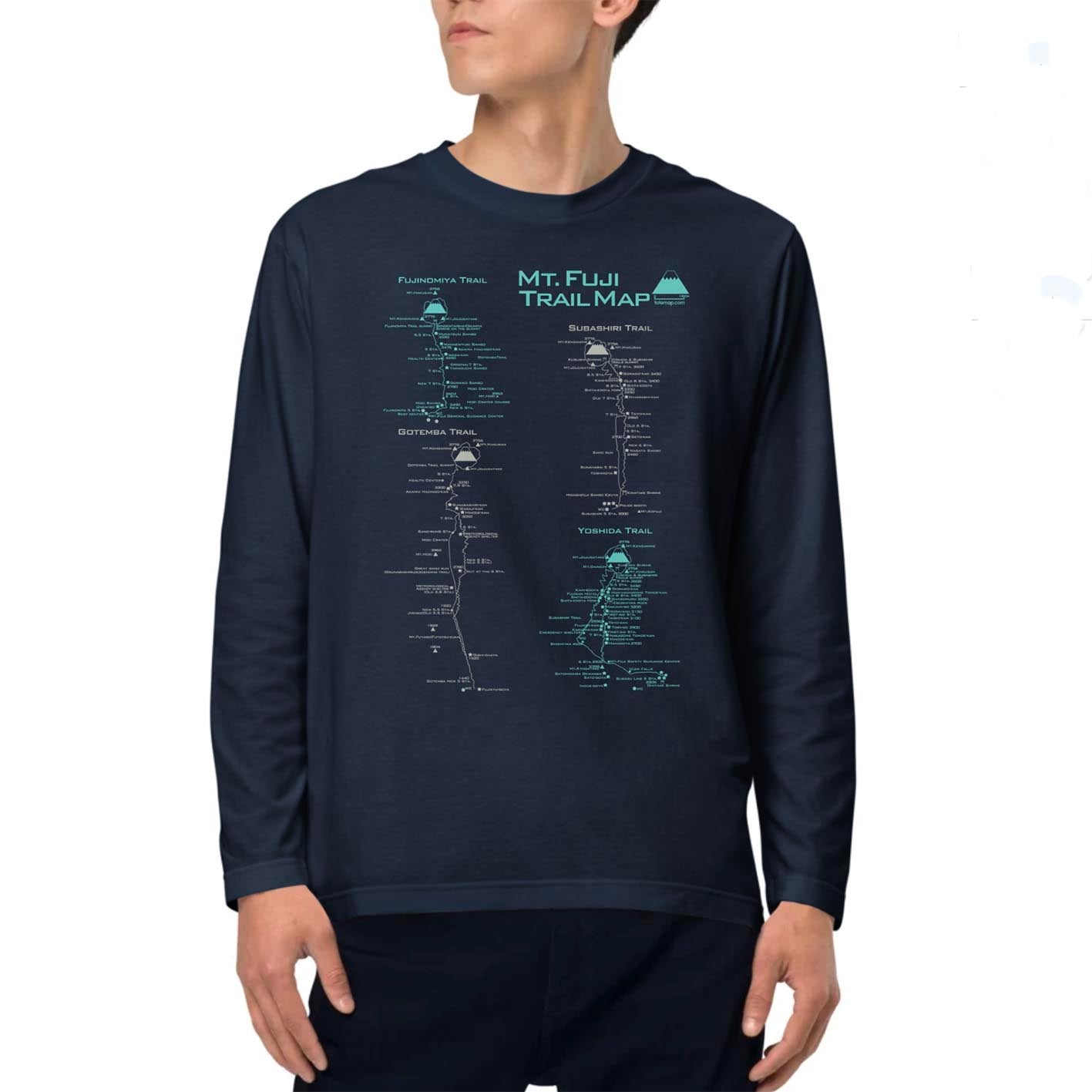 『富士山トレイルマップ』ロングTシャツ【送料無料】(ネイビー)