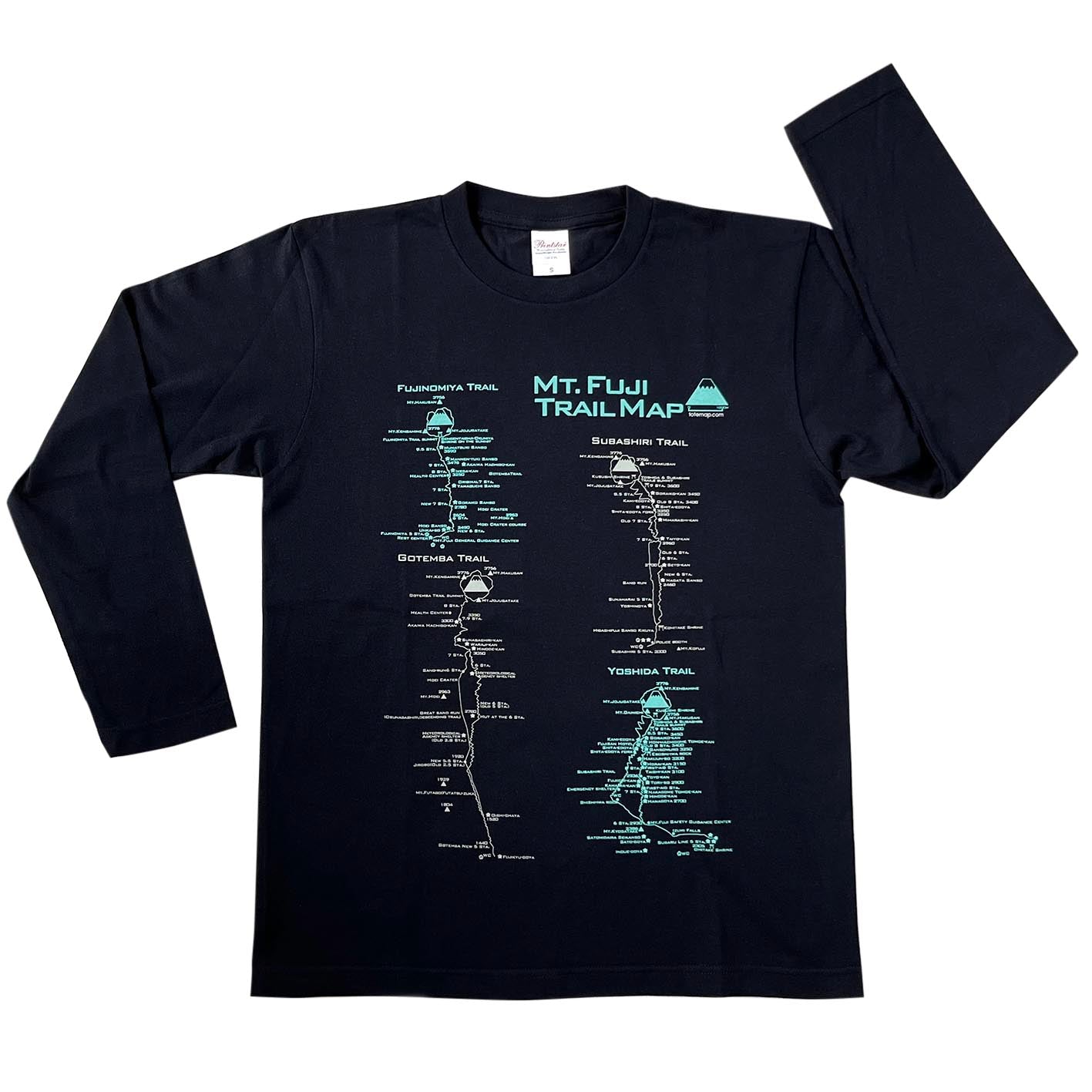 『富士山トレイルマップ』ロングTシャツ【送料無料】(ネイビー)