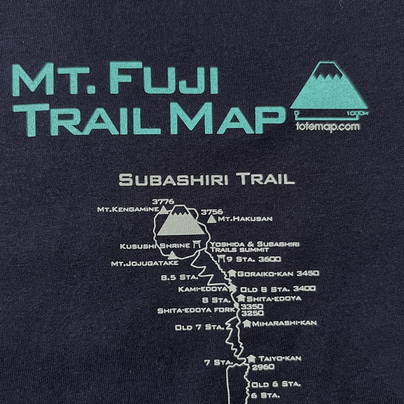 『富士山トレイルマップ』ロングTシャツ【送料無料】(ネイビー)