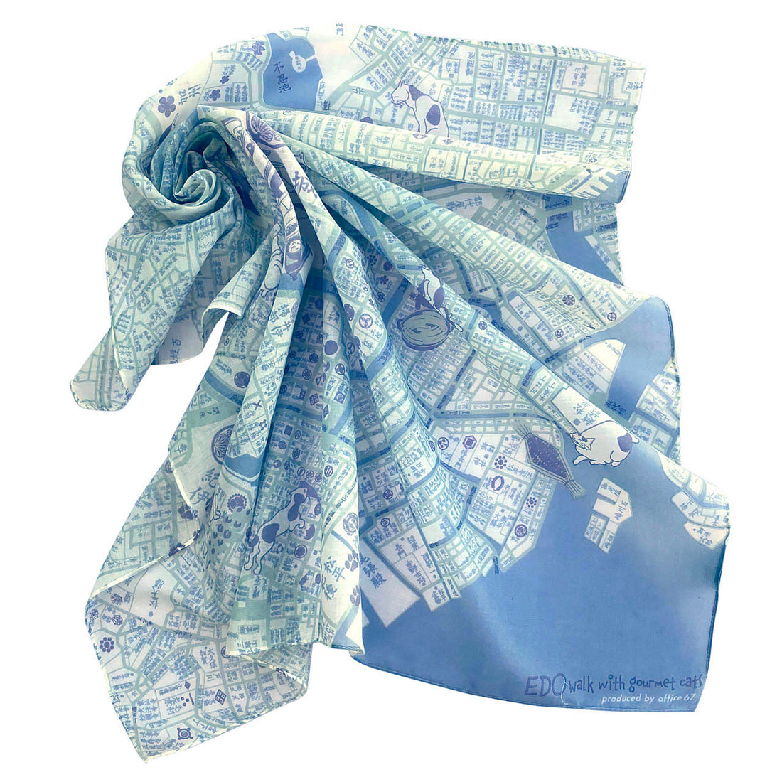 『江戸食通猫』スカーフ【送料無料】