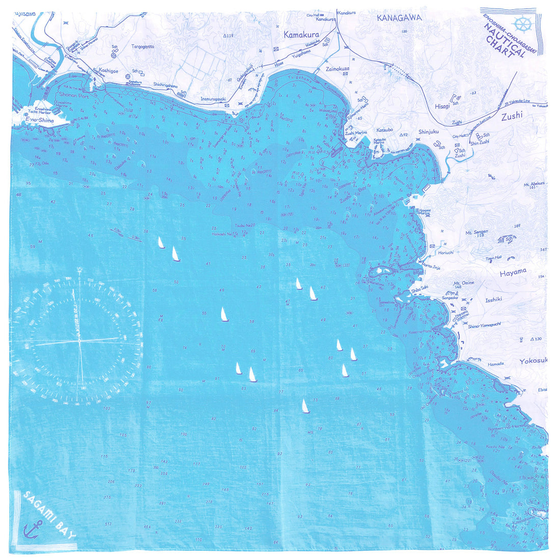 『江の島~長者が崎海図』スカーフ【送料無料】