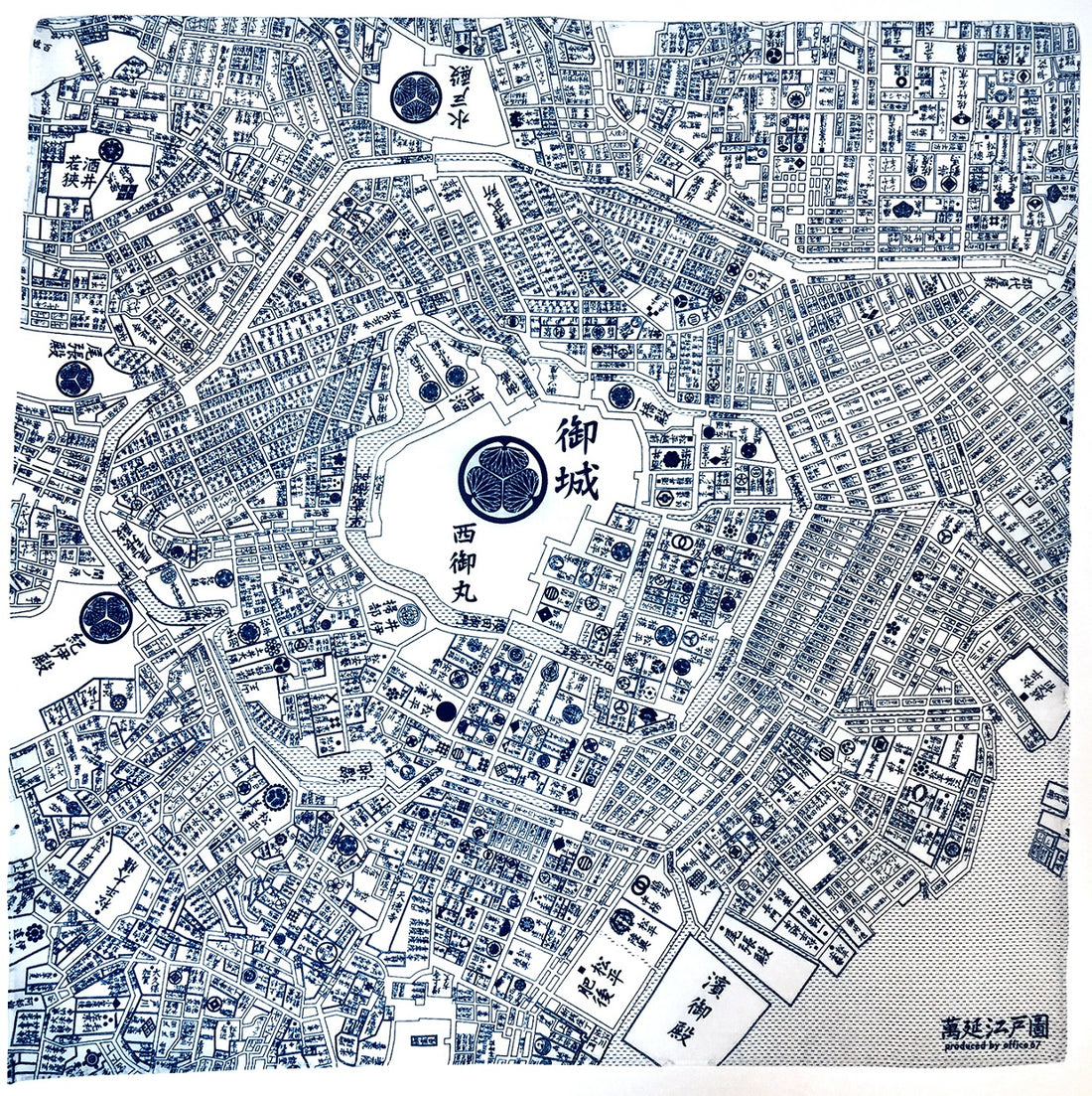 『江戸古地図』バンダナ【送料無料】(白)