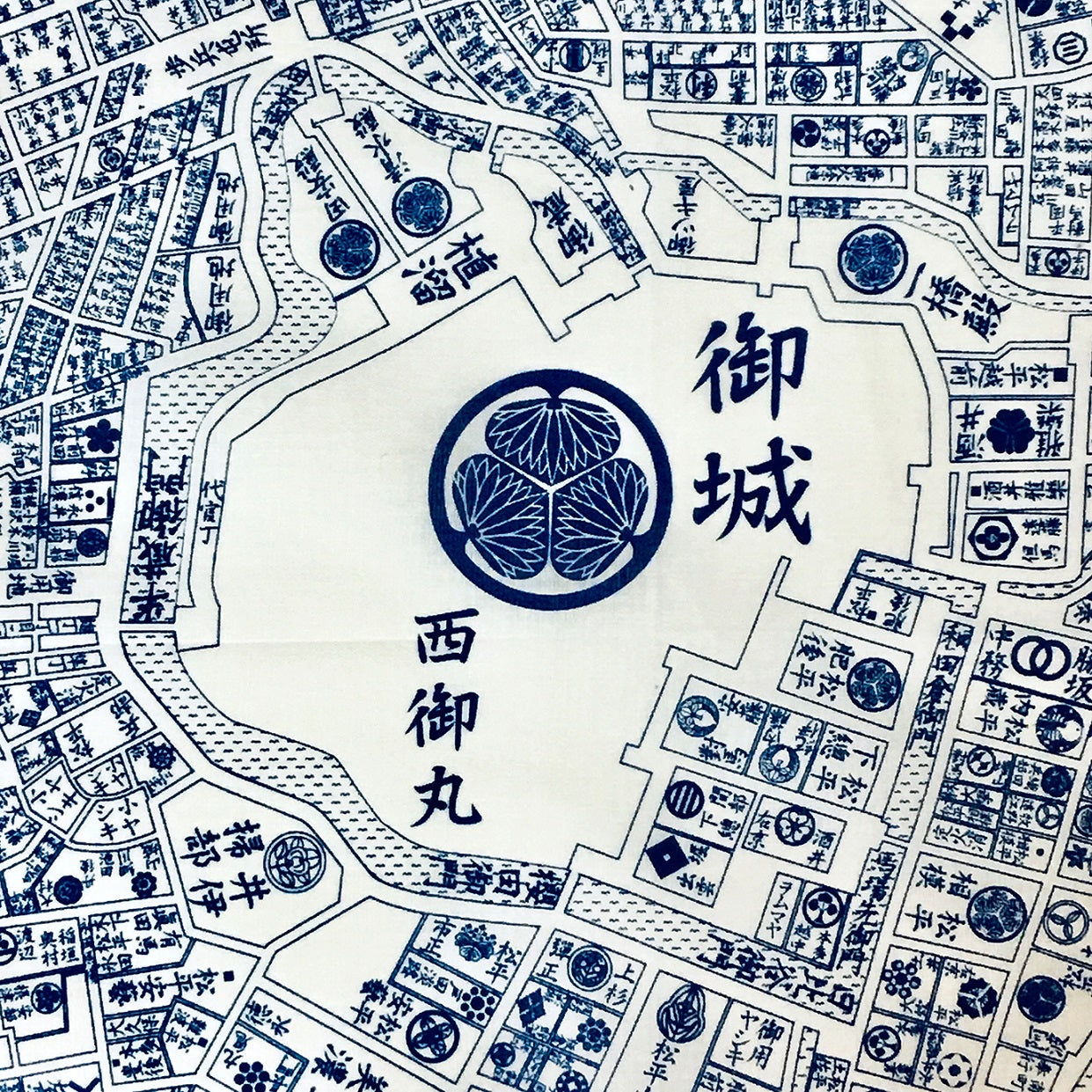 『江戸古地図』バンダナ【送料無料】(白)