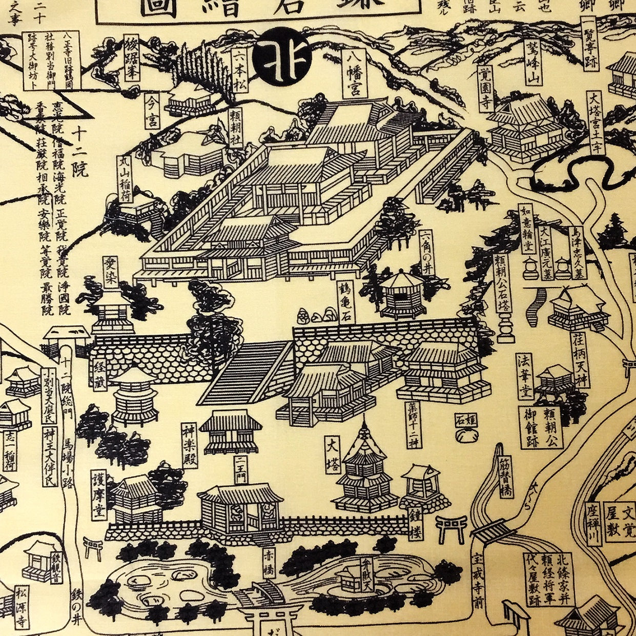 『鎌倉解読絵図』バンダナ【送料無料】