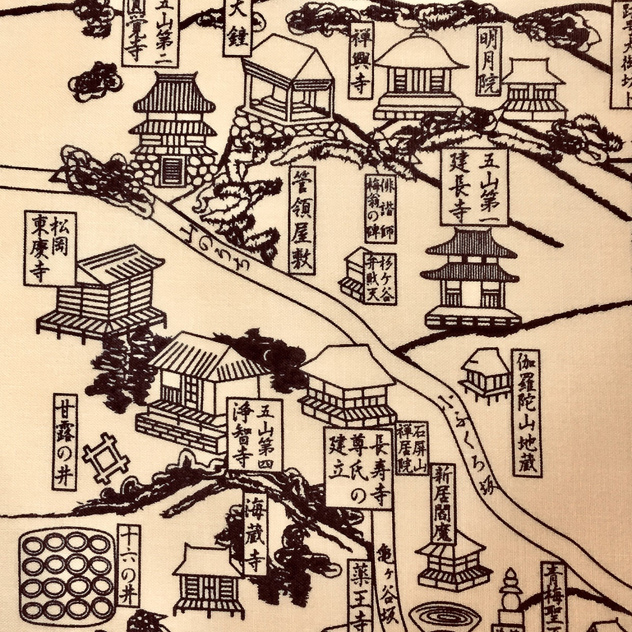『鎌倉解読絵図』バンダナ【送料無料】