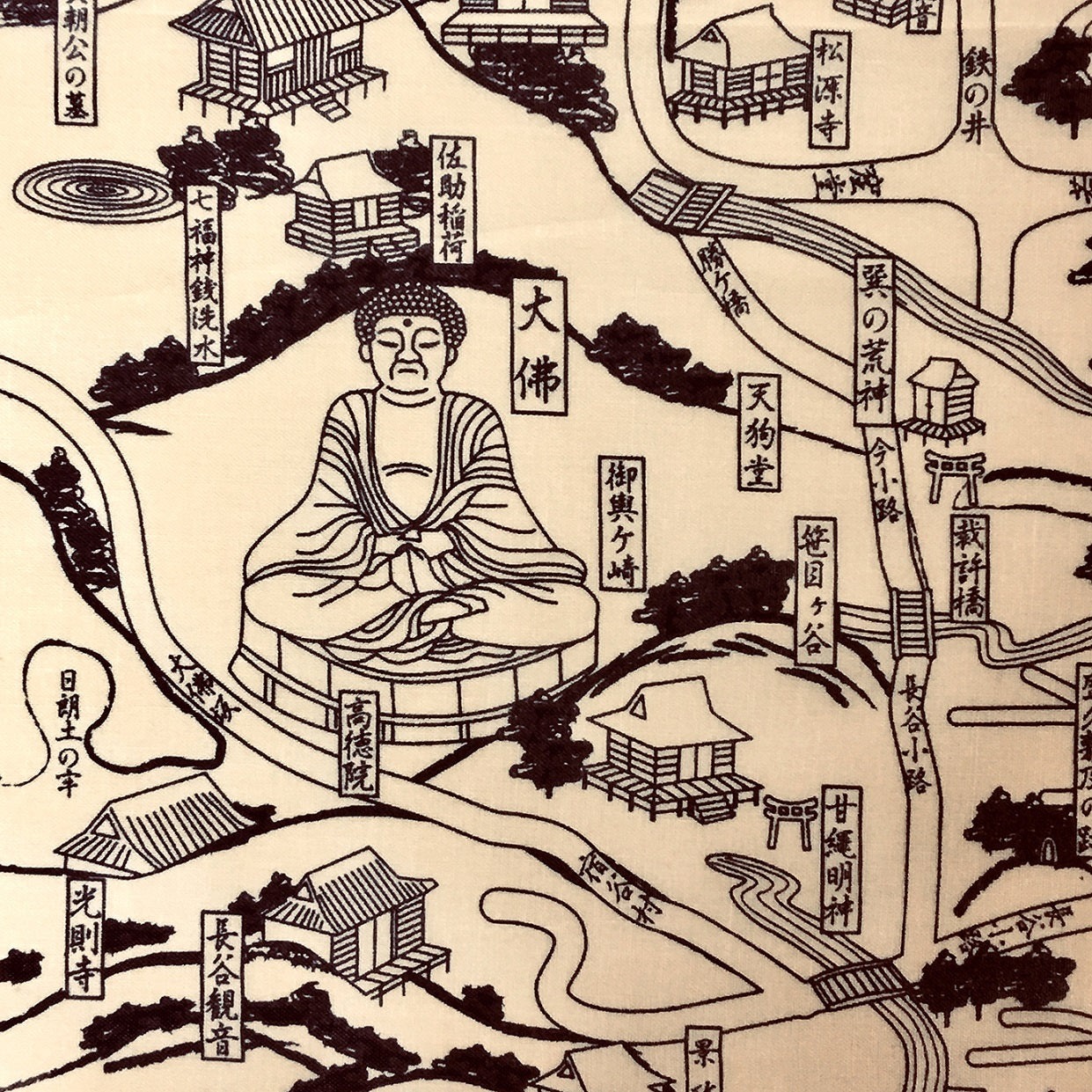 『鎌倉解読絵図』バンダナ【送料無料】