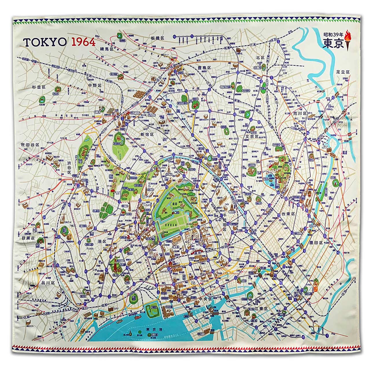 東京1964デザインマップ』インテリア風呂敷【送料無料】 – totemap