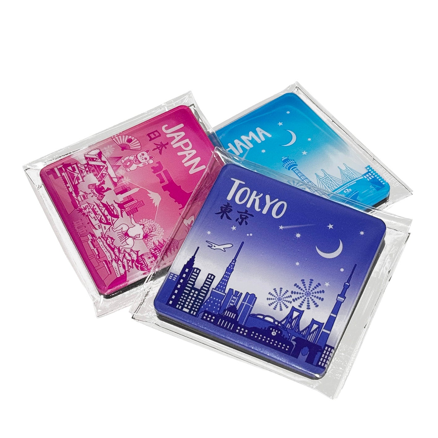 『日本・東京・横浜・鎌倉・京都・奈良skyline』マグネット【送料無料】（６個セット）
