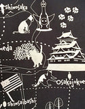 『大阪お散歩猫ちゃん』ライトキャンバスエコトート【送料無料】（ネイビー）