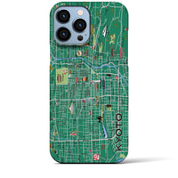 【京都（イラスト）】地図柄iPhoneケース（バックカバータイプ・常盤緑）iPhone 13 Pro Max 用
