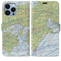 【名古屋航空図】地図柄iPhoneケース（手帳両面タイプ・デイタイムフライト）iPhone 13 Pro Max 用