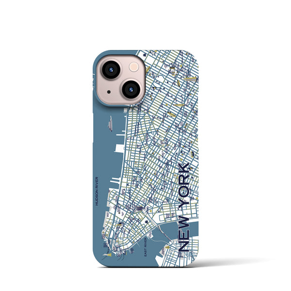 【ニューヨーク（イラスト）】地図柄iPhoneケース（バックカバータイプ・ブライト）iPhone 13 mini 用