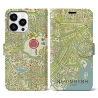 【日本橋1860】地図柄iPhoneケース（手帳両面タイプ・ナチュラル）iPhone 13 Pro 用