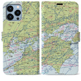 【岡山・高松航空図】地図柄iPhoneケース（手帳両面タイプ・デイタイムフライト）iPhone 13 Pro Max 用