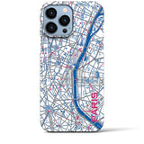 【パリ（イラスト）】地図柄iPhoneケース（バックカバータイプ・ブライト）iPhone 13 Pro Max 用