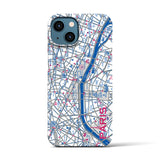【パリ（イラスト）】地図柄iPhoneケース（バックカバータイプ・ブライト）iPhone 13 用