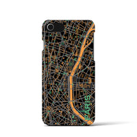 【パリ（イラスト）】地図柄iPhoneケース（バックカバータイプ・ダーク）iPhone SE（第2世代） / 8 / 7 / 6s / 6 用