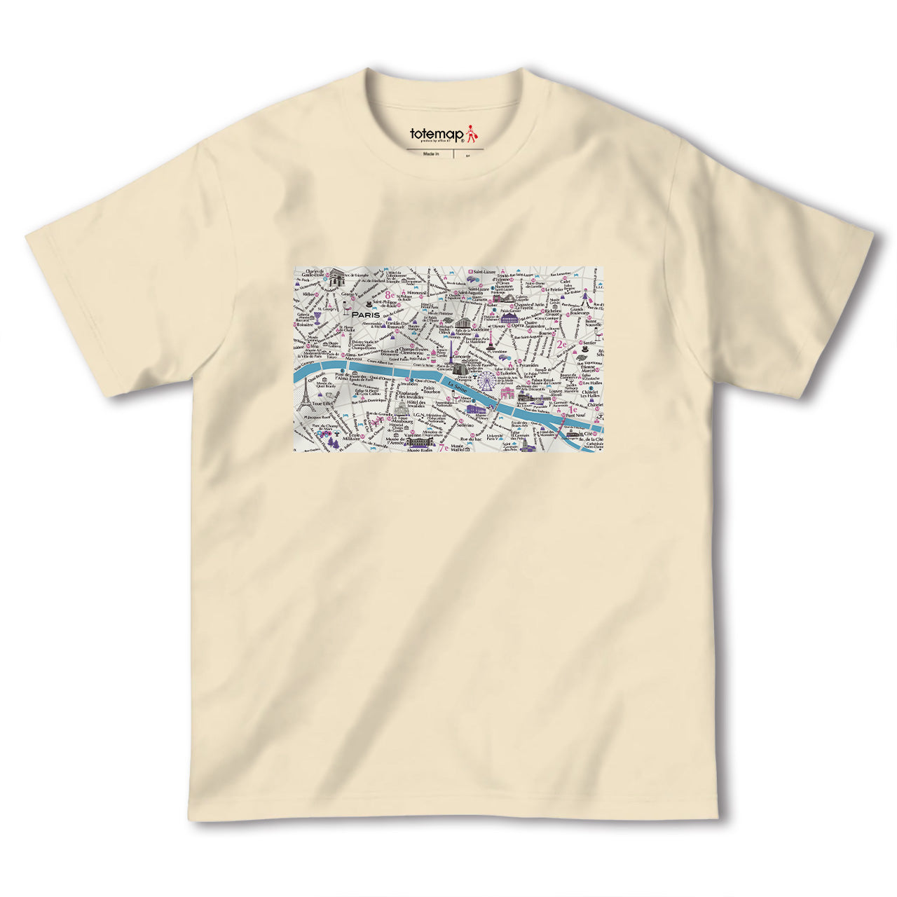 『パリ（Paris）海外地図』半袖Tシャツ【送料無料】
