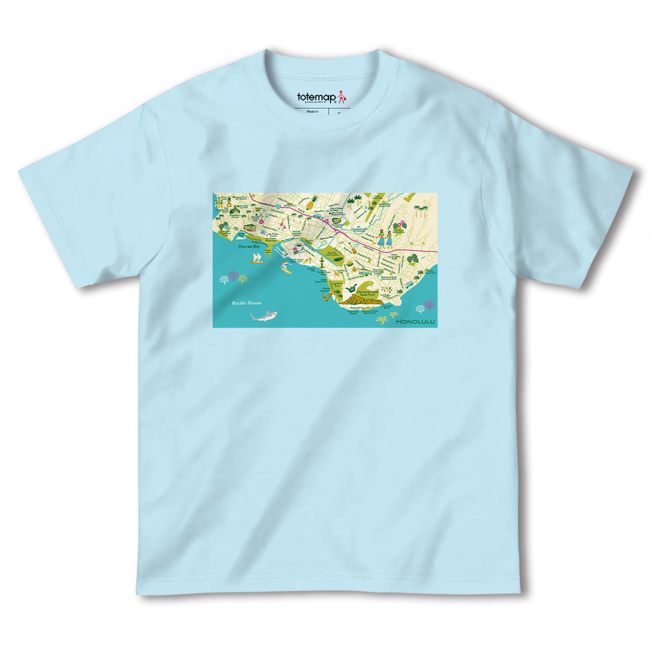 『ホノルル（Honolulu）海外地図』半袖Tシャツ【送料無料】
