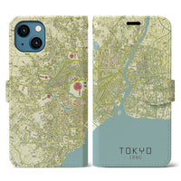 【東京1860】地図柄iPhoneケース（手帳両面タイプ・ナチュラル）iPhone 13 用