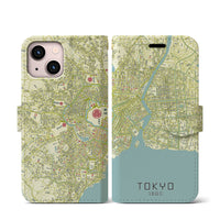 【東京1860】地図柄iPhoneケース（手帳両面タイプ・ナチュラル）iPhone 13 mini 用