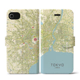【東京1860】地図柄iPhoneケース（手帳両面タイプ・ナチュラル）iPhone SE（第2世代） / 8 / 7 / 6s / 6 用