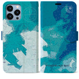 【横須賀港】地図柄iPhoneケース（手帳両面タイプ・ブルー）iPhone 13 Pro Max 用
