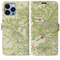 【四ツ谷1860】地図柄iPhoneケース（手帳両面タイプ・ナチュラル）iPhone 13 Pro Max 用